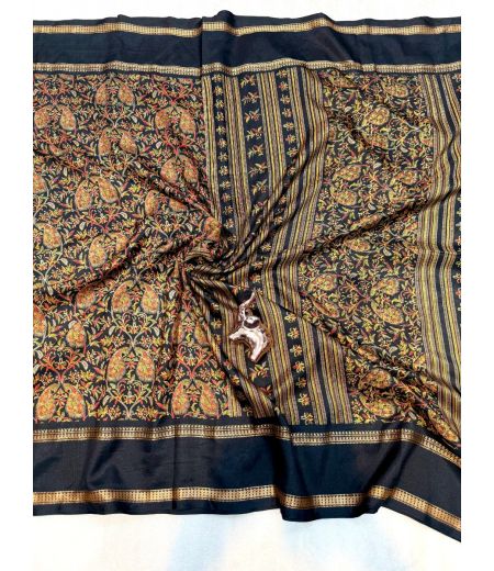 DB837  Beautiful Soft Tussar Silk Kashmiri Printed Celebrity Inspired Sarees.
