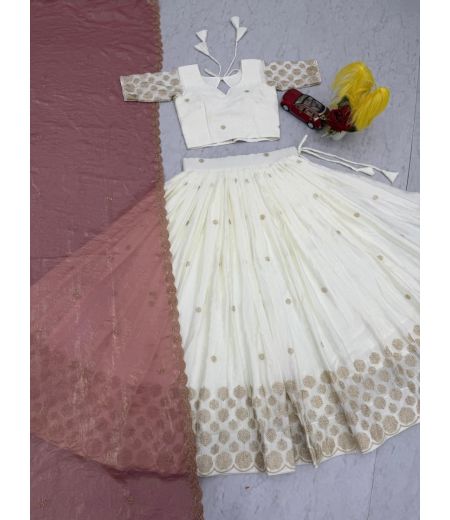 DB836  Beautiful Soft Chinon Sequence Emorodairy Work Designer Lehenga Sets.