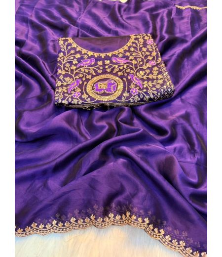 DB834 Beautiful Soft Rangoli Silk Embroidery Work Celebrity Inspired Sarees.