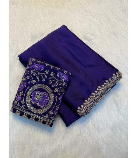 DB834 Beautiful Soft Rangoli Silk Embroidery Work Celebrity Inspired Sarees.