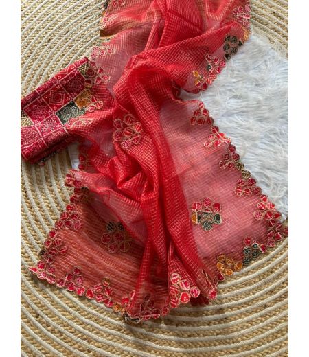 DB839 Beautiful Soft Kota Doriya Zari Chex Bandhani Work Celebrity Inspired Sarees.