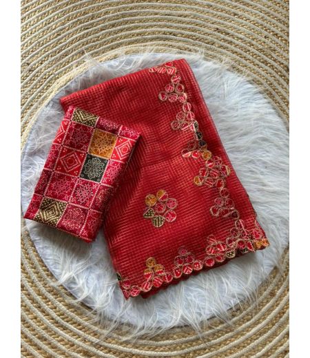 DB839 Beautiful Soft Kota Doriya Zari Chex Bandhani Work Celebrity Inspired Sarees.