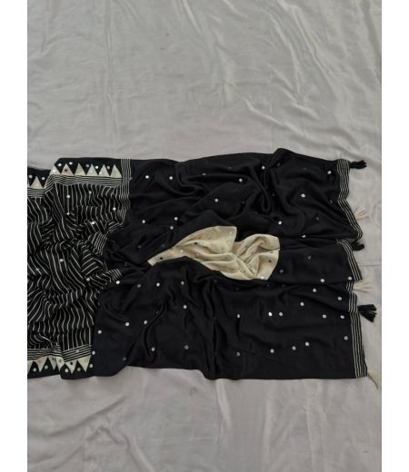 DB819 Beautiful Soft Gajji Silk Ajrakh Celebrity Inspired Sarees with Real Mirror Work.