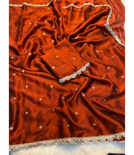 DB843 Beautiful Soft Rangoli Silk Sequence Work Celebrity Inspired Sarees.