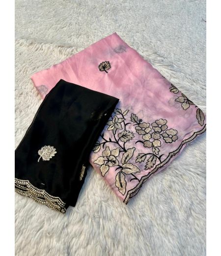 DB845  Beautiful Soft Rangoli Silk Embroidery Work Celebrity Inspired Sarees.