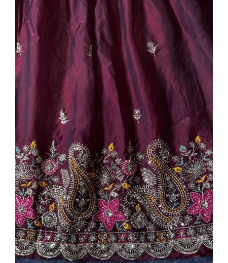 DB846  Beautiful Soft Space Silk Embroidery Bids Work Designer Gowns.