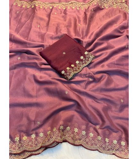 DB853 Beautiful Soft Star Georgette Embroidery Work Celebrity Inspired Sarees.