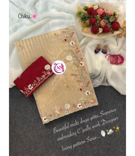 DB857 Beautiful Soft Silk Sequence Emrodairy Work Celebrity Inspired Sarees.