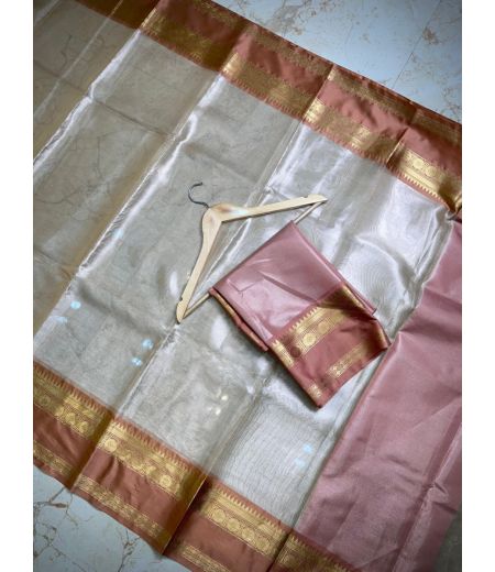 DB859 Beautiful Soft Banarasi Kanjiviram Tissue Zari Weaving Celebrity Inspired Saree.