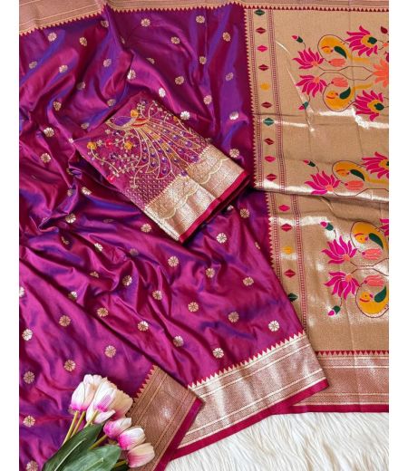 DB856 Beautiful Soft Silk Jacquard  Weaving Celebrity Inspired Sarees with Designer Work Blouse.