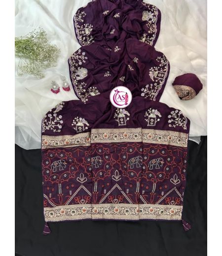 DB867 Beautiful Soft Silk Sequence Emrodairy Work Celebrity Inspired Sarees.