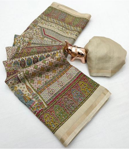 DB861  Beautiful Soft Tussar Silk Kashmiri Printed Celebrity Inspired Sarees.