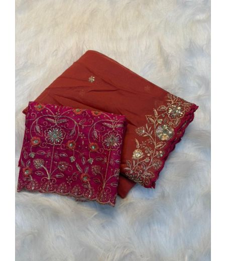 DB889  Beautiful Soft Star Georgette Sequence Emboridary Work Celebrity Inspired Sarees.