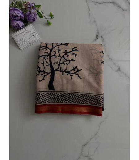 DB888 Beautiful Soft Chanderi Silk Saree with Zari Border.