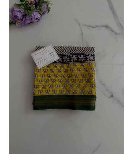 DB933  Beautiful Soft Chanderi Silk Saree with Zari Border.