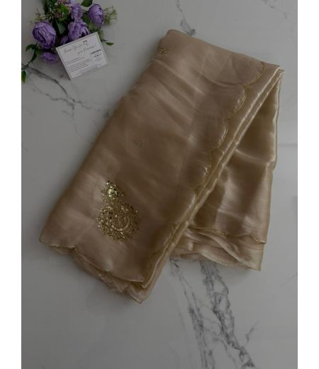 DB02 Beautiful Soft Satin Imported Silk Sequence Handwork Designer Sarees.