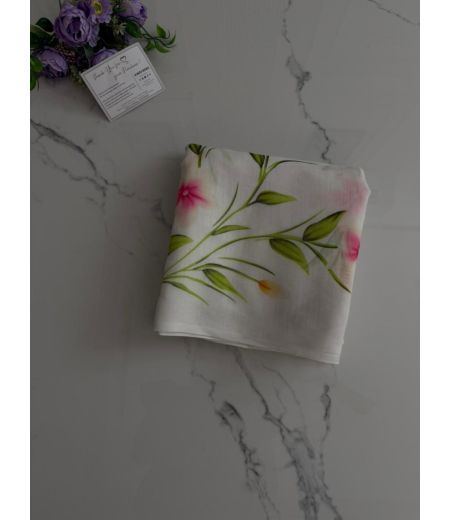 DB940  Beautiful Soft Linen Cotton Elegant Printed Celebrity Inspired Sarees.