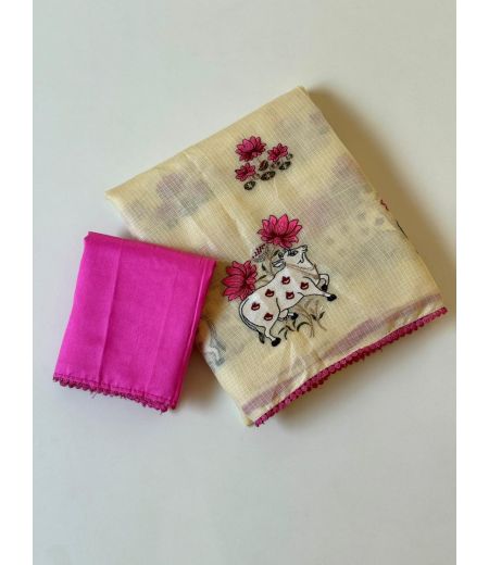 DB945 Beautiful Soft Kota Chex Embroidery Work Celebrity Inspired Sarees.