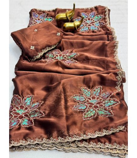 DB963  Beautiful Soft Rangoli Silk Sequence Emboridary Work Celebrity Inspired Sarees.