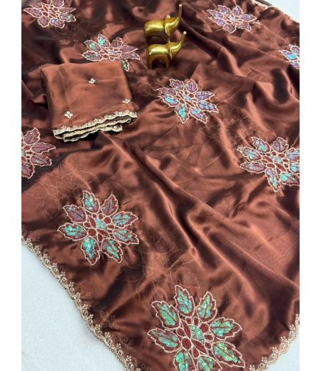 DB963  Beautiful Soft Rangoli Silk Sequence Emboridary Work Celebrity Inspired Sarees.
