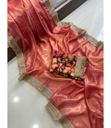 DB959 Beautiful Soft Sattin Silk Sequence Emboridary Work Celebrity Inspired Sarees with Designer Work Blouse.