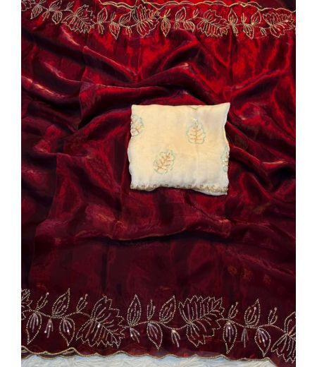 DB977 Beautiful Soft Sattin Silk Sequence Handwork Celebrity Inspired Sarees.