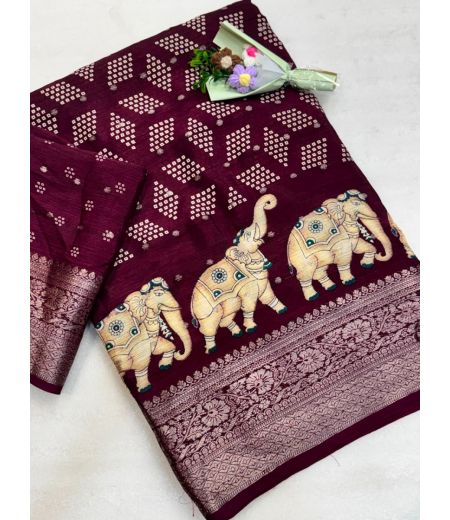 DB982 Beautiful Soft Chinon Bandhani Printed Sarees with Weaving Border.