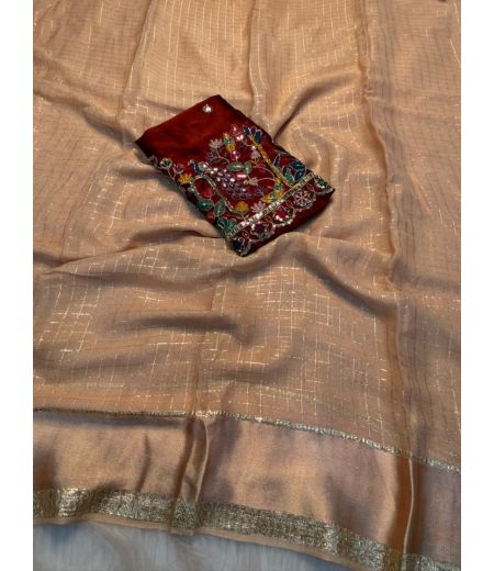 DB989  Beautiful Soft Viscose Georgette Sarees with Bids Sequence Work Blouse.