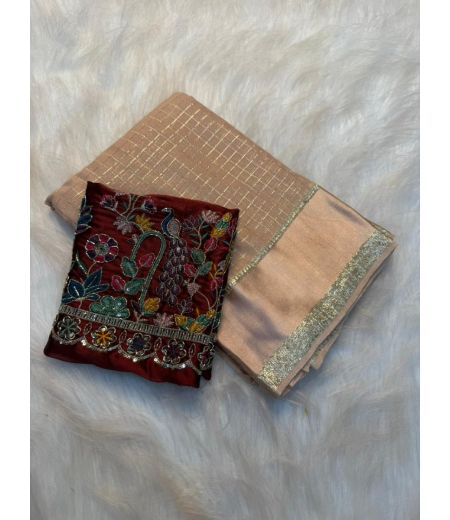 DB989  Beautiful Soft Viscose Georgette Sarees with Bids Sequence Work Blouse.