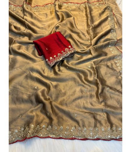 DB993 Beautiful Soft Rangoli Silk Sequence Emboridary Work Celebrity Inspired Sarees.