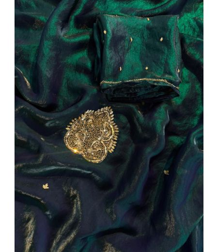 DB1009  Beautiful Soft Sattin Space Silk Hand Cutdana Work Celebrity Inspired Sarees.