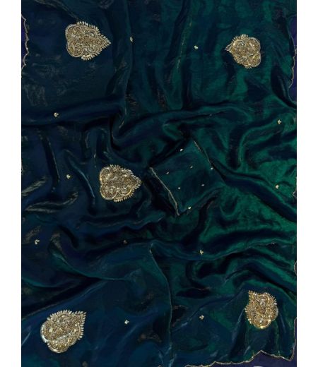 DB1009  Beautiful Soft Sattin Space Silk Hand Cutdana Work Celebrity Inspired Sarees.