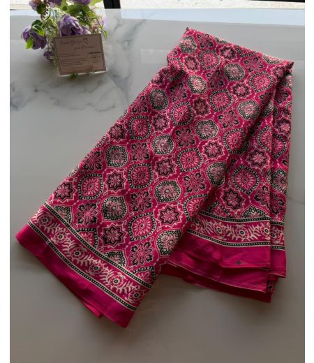 DB1013 Beautiful Soft Gajji Sattin Silk Ajrakh Printed Celebrity Inspired Sarees.
