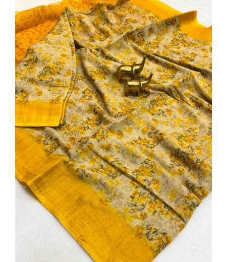 DB1017 Beautiful Soft Erode Silk Elegant Printed Sarees with Zari Border.