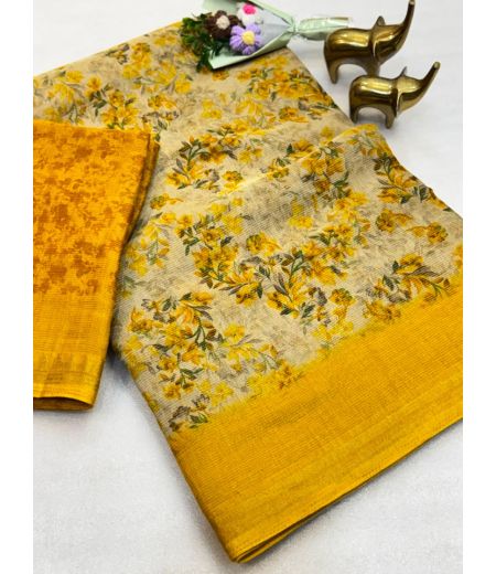 DB1017 Beautiful Soft Erode Silk Elegant Printed Sarees with Zari Border.