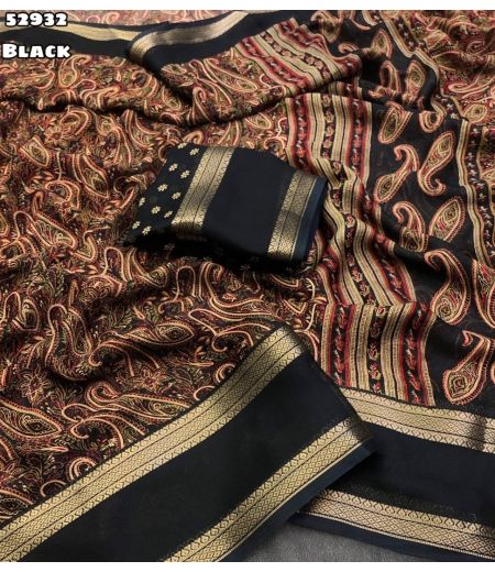 DB1095 Soft Mulmul Cotton Ajrakh Printed Celebrity Inspired Sarees.
