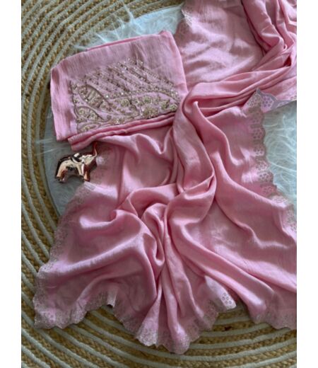 DB1113 Soft Crunchy Silk Embroidery Diamond Work Celebrity Inspired Sarees.