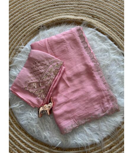 DB1113 Soft Crunchy Silk Embroidery Diamond Work Celebrity Inspired Sarees.