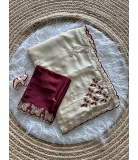 DB1118 Soft Viscose Silk Embroidery Thread Work Celebrity Inspired Sarees.