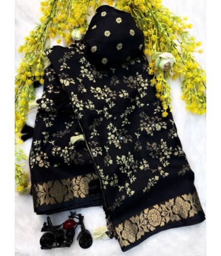 DB1152 Soft Tussar Silk Elegant Printed Mirror Work Sarees with Jacquard Border.