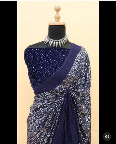 RE - Black Colored Sequence Work Saree