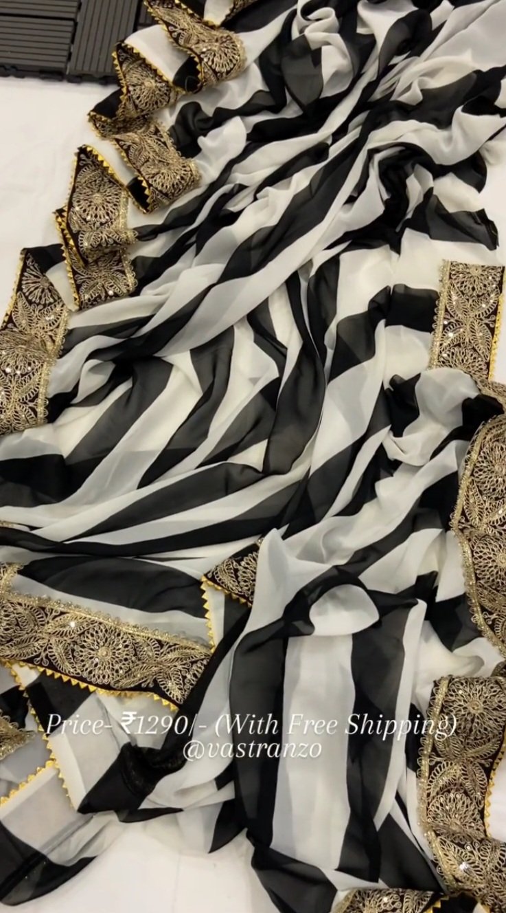 Buy Soft & Graceful. Pure Handwoven Resham Cotton Saree (With Blouse Piece)  - White & Black Online – Okhaistore