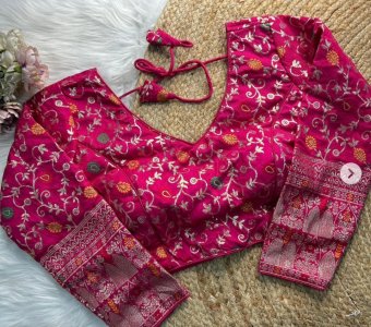 Beautiful Soft Dola Silk Viscose Zari Work Designer Stitched Blouse.