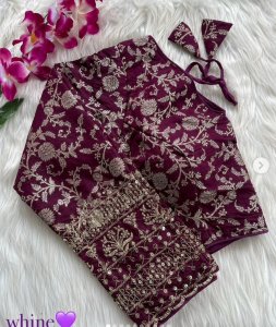 Beautiful Soft Dola Silk Embroidery Work Designer Stitched Blouse.