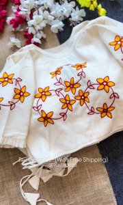 Beautiful Soft Khadi Cotton Hand Embroidery Work Designer Stitched Blouse.